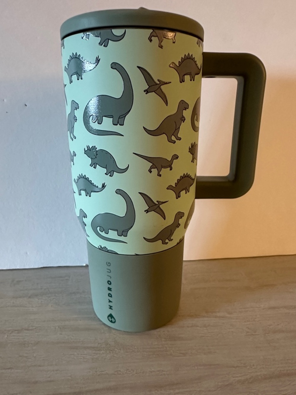 HydroJug Kids Dinosaur Mug - Light Green & Olive